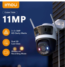 CAMARA CRUISER TRIPLE, IP-PT WIFI DE 11MP (3MP, 3MP 5MP) LENTE 3.6MM, IR LED 30M, SMART COLOR, MICROSD IPC-S7UP-11M0WED-IMOU - Image 3